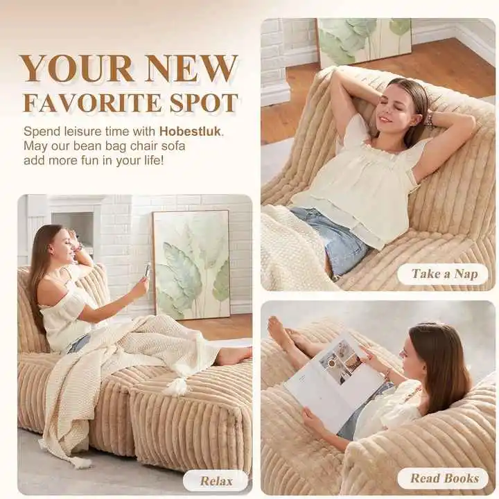 Cordury Bean Bag Sofa Chair with Ottoman