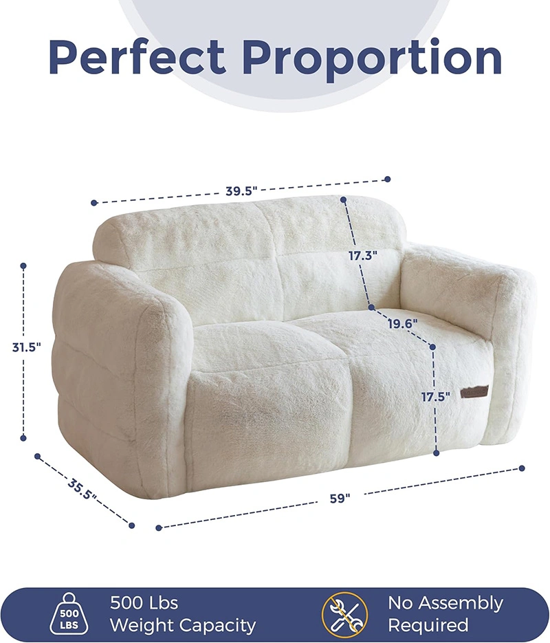 2-seater Faux Fur Soft Foam Sofa Chair