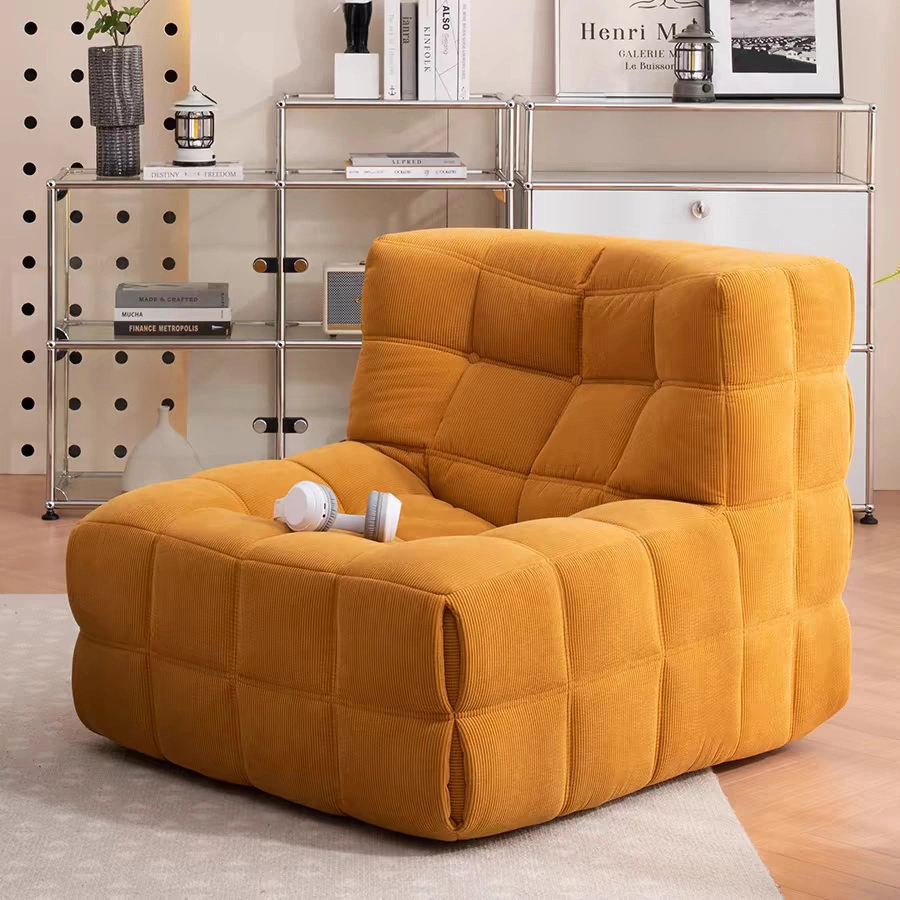 Waffle Square Single Lazy Sofa With Compressed Foam