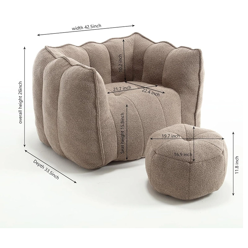 High Resilient Foam Armchair with Ottoman