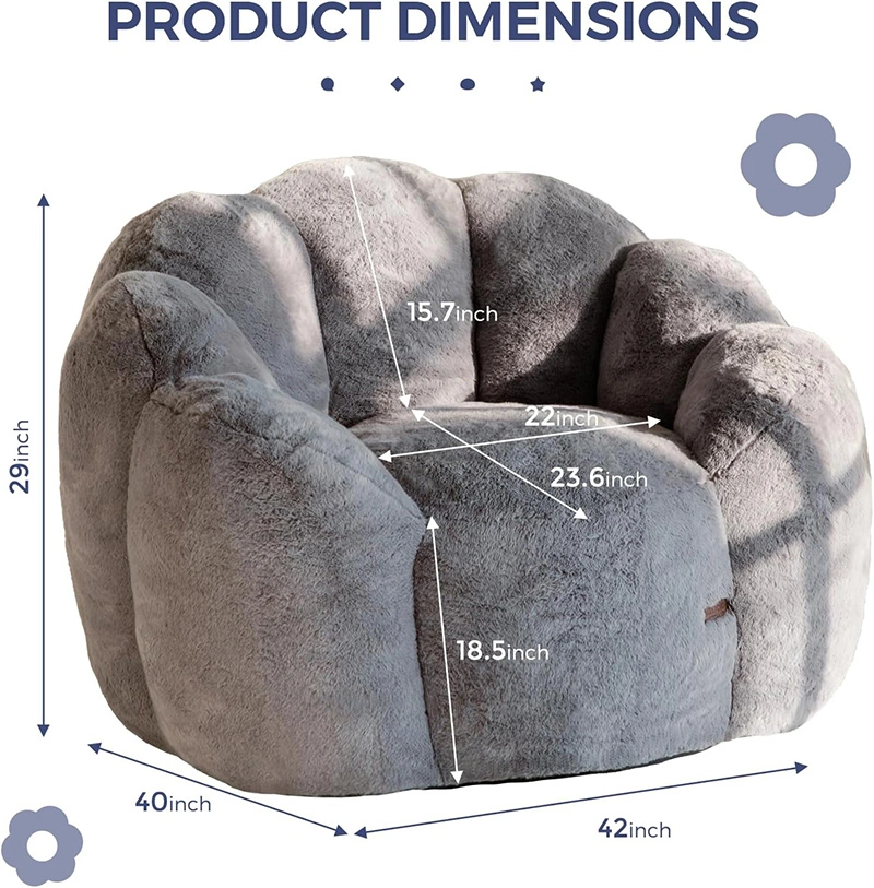 Floral Shaped Reading Sofa Chair With Faux Fur Cover