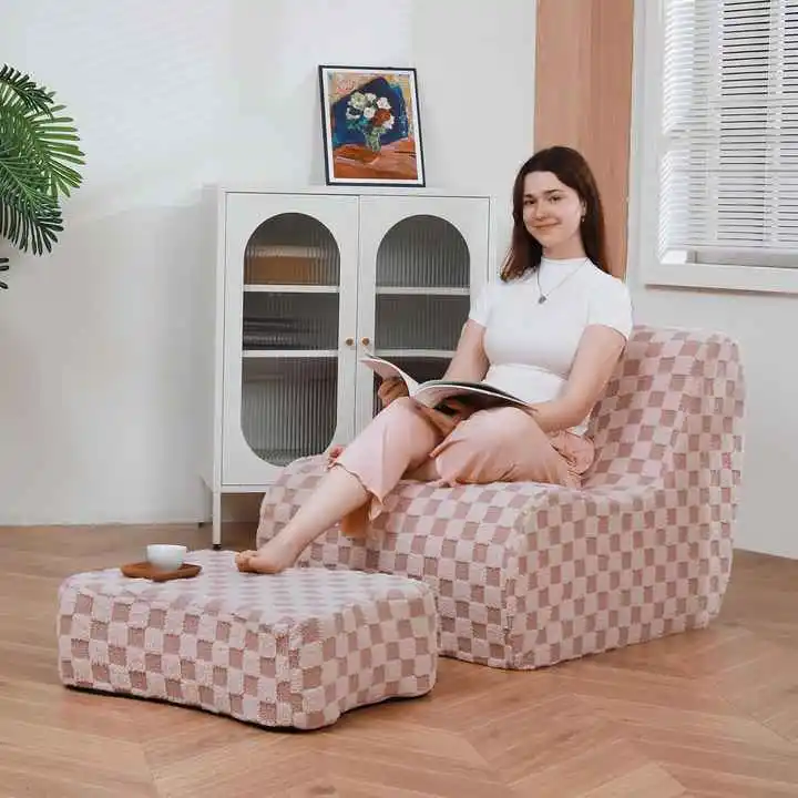 Single One-piece Foam Sofa Chair with Ottoman