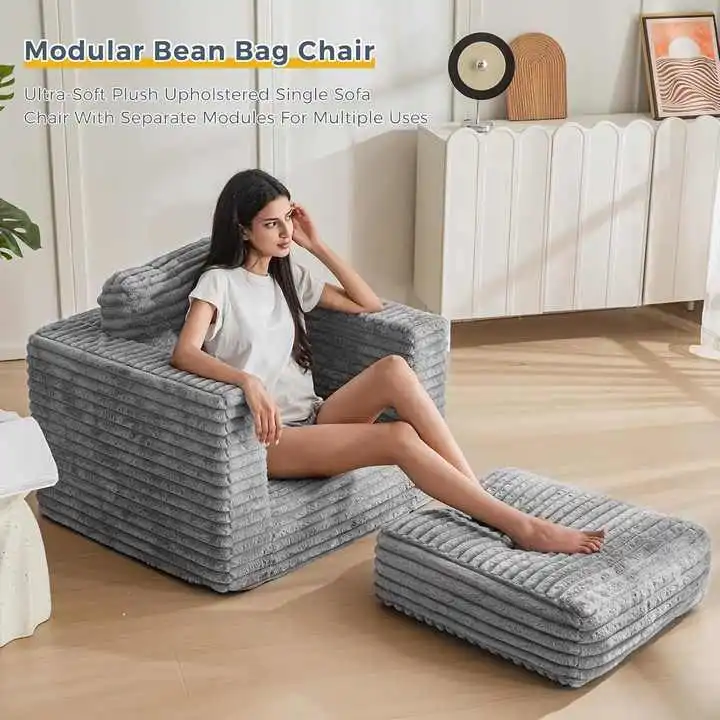 Single Compressed Foam Sofa Chair with 2 Pillows