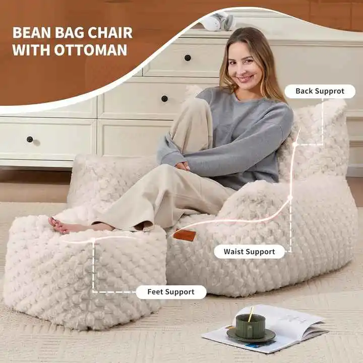 Sherred Foam Bean Bag Chair with Ottoman