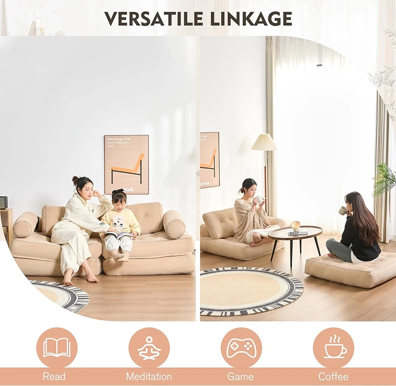 Armrest Folding Floor Couch Bed - Convertible Sleeper Chair