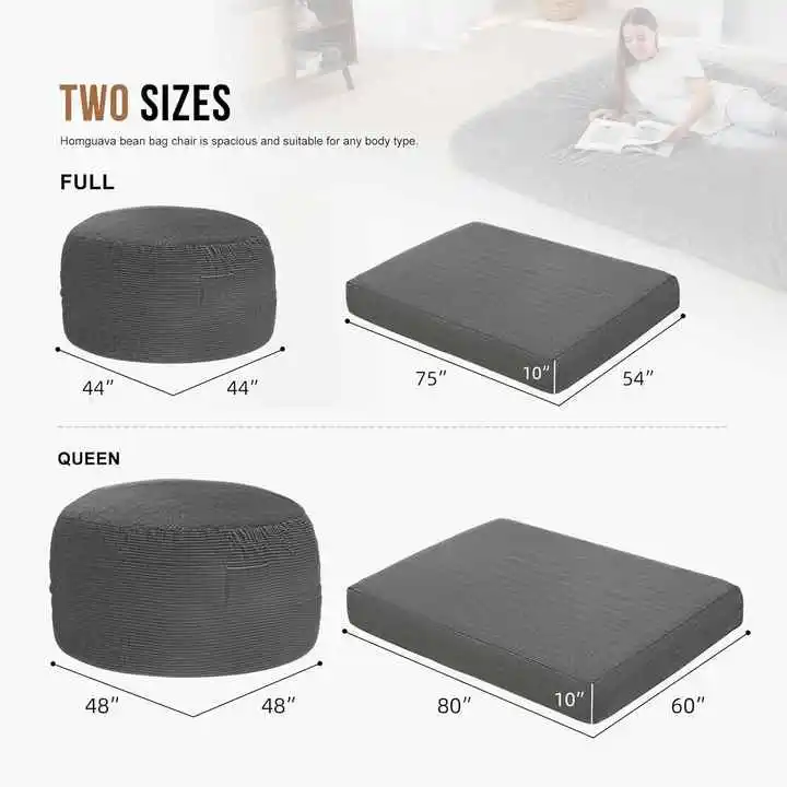 3-in-1 Versatile Bean Bag Chair and Floor Bed