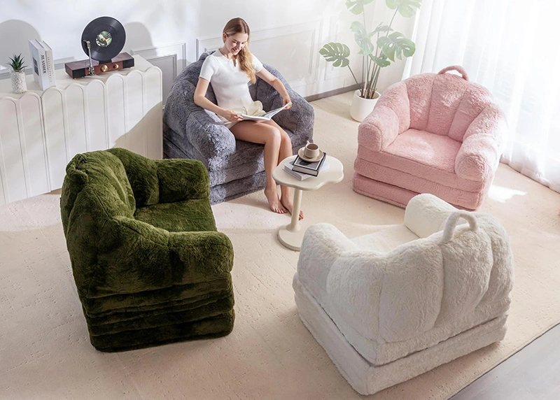 2 in 1 Flipout Floor Sofa Bed -  Shell Shape Folding Lounger