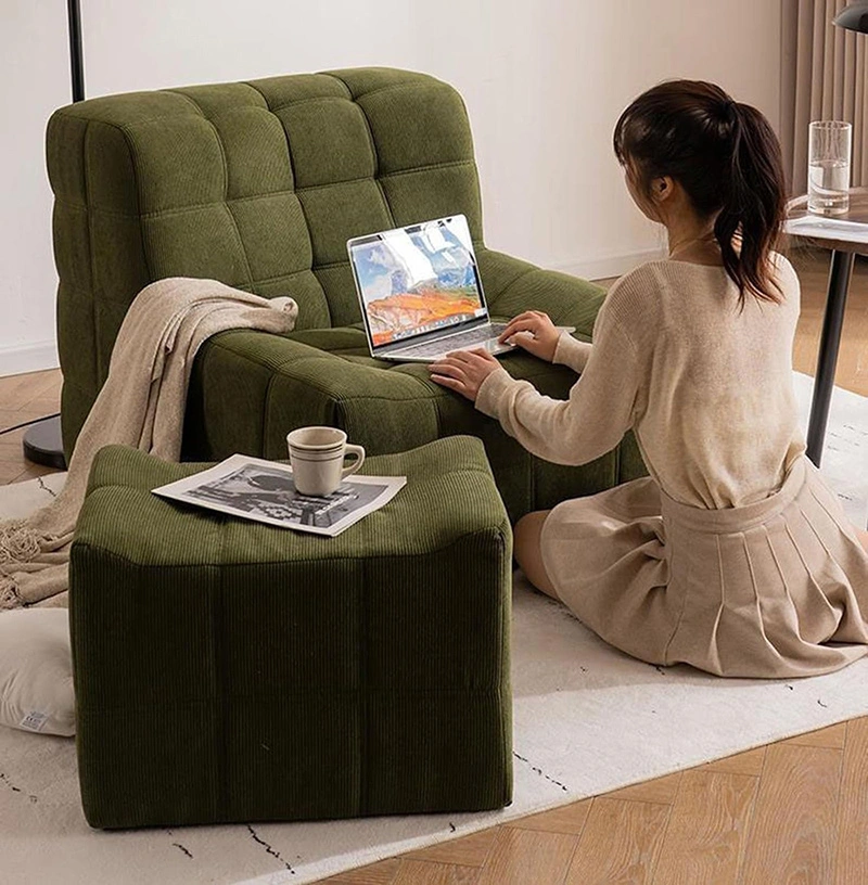 Waffle Square Single Lazy Sofa With Compressed Foam