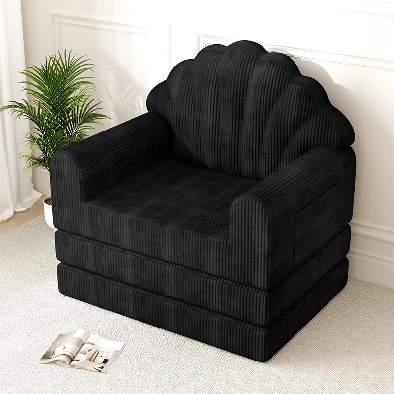 Shell Shape 2-in-1 Folding Sofa Bed with Freestanding Back