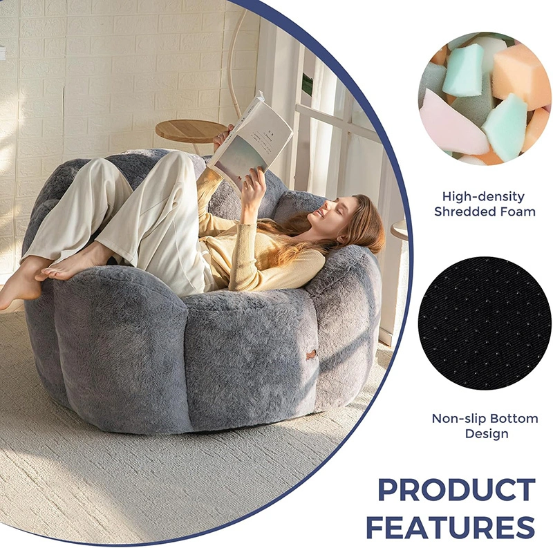 Floral Shaped Reading Sofa Chair With Faux Fur Cover