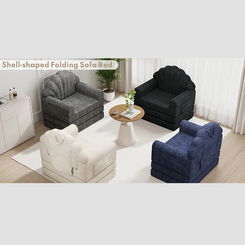 Shell Shape 2-in-1 Folding Sofa Bed with Freestanding Back