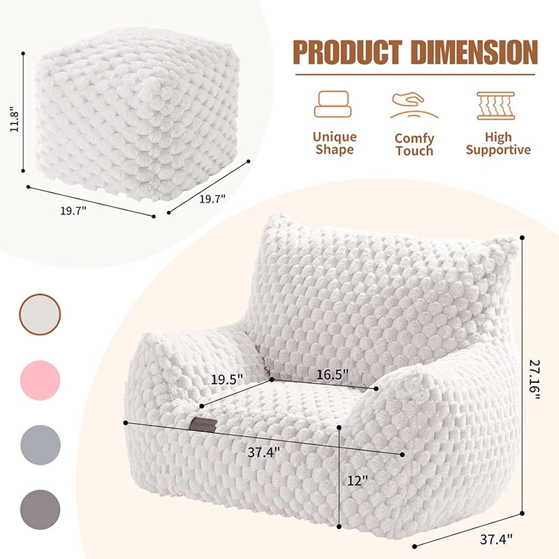Sherred Foam Bean Bag Chair with Ottoman