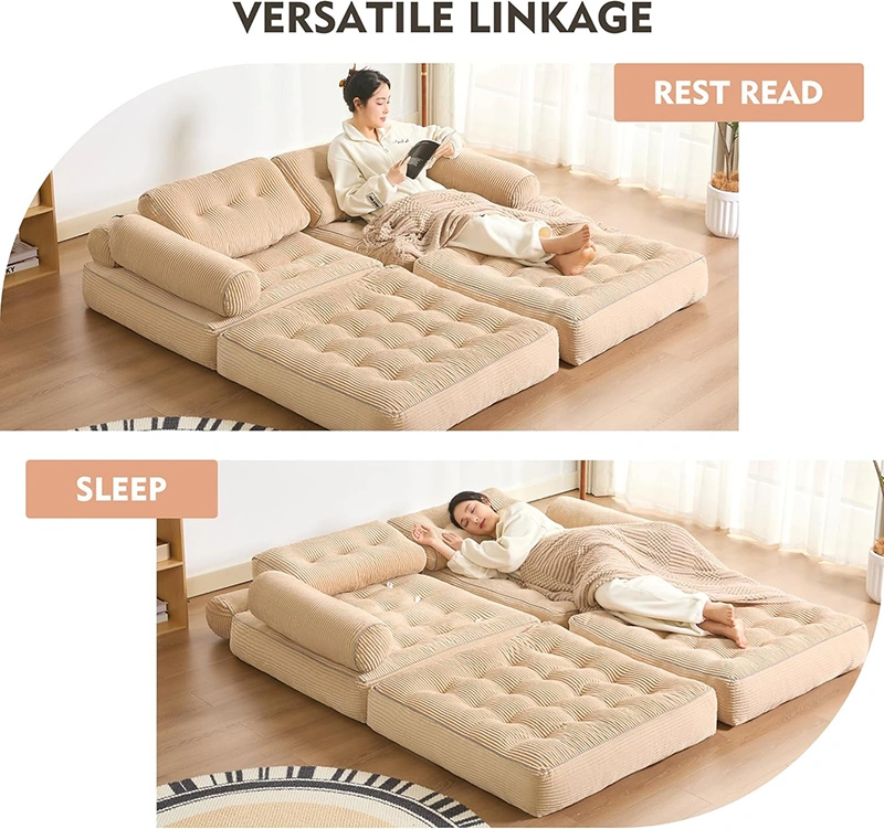 Armrest Folding Floor Couch Bed - Convertible Sleeper Chair