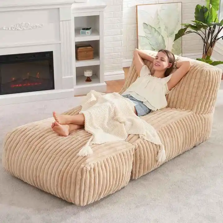 Cordury Bean Bag Sofa Chair with Ottoman
