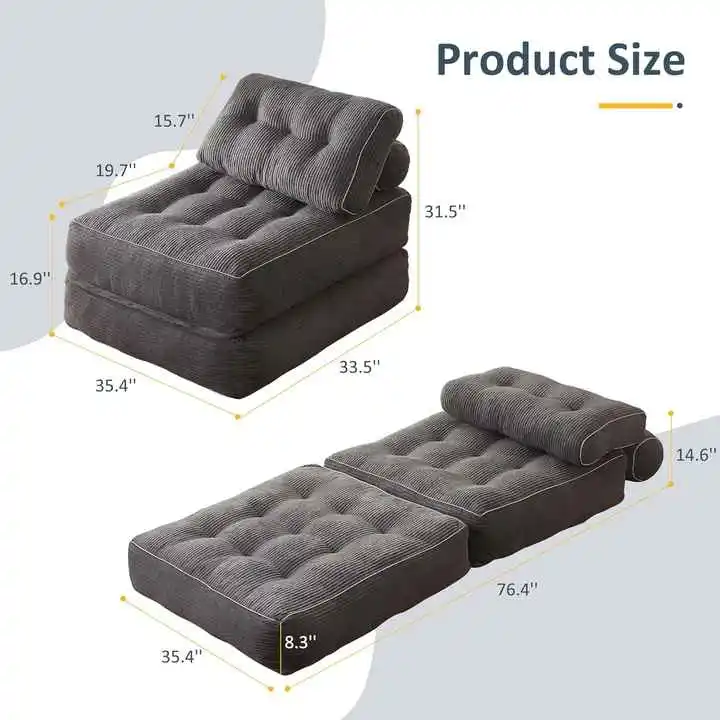 Foldable Futon Sofa Bed - Floor Couch for Small Spaces