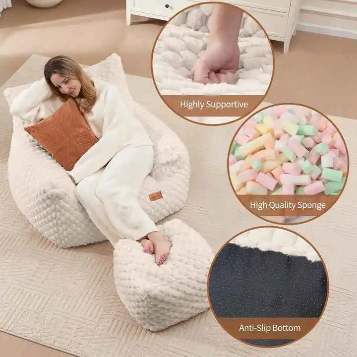Sherred Foam Bean Bag Chair with Ottoman