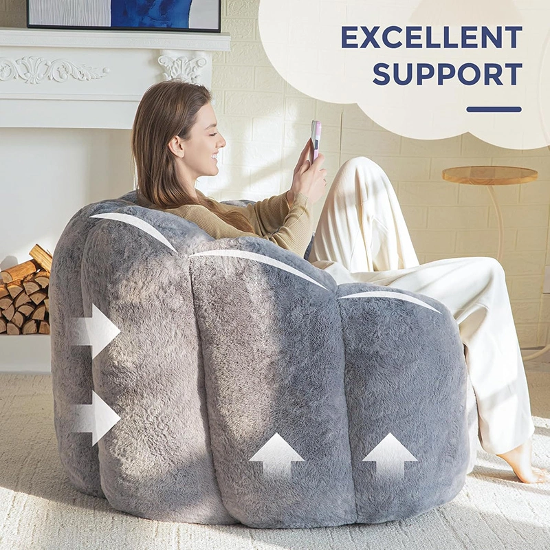 Floral Shaped Reading Sofa Chair With Faux Fur Cover