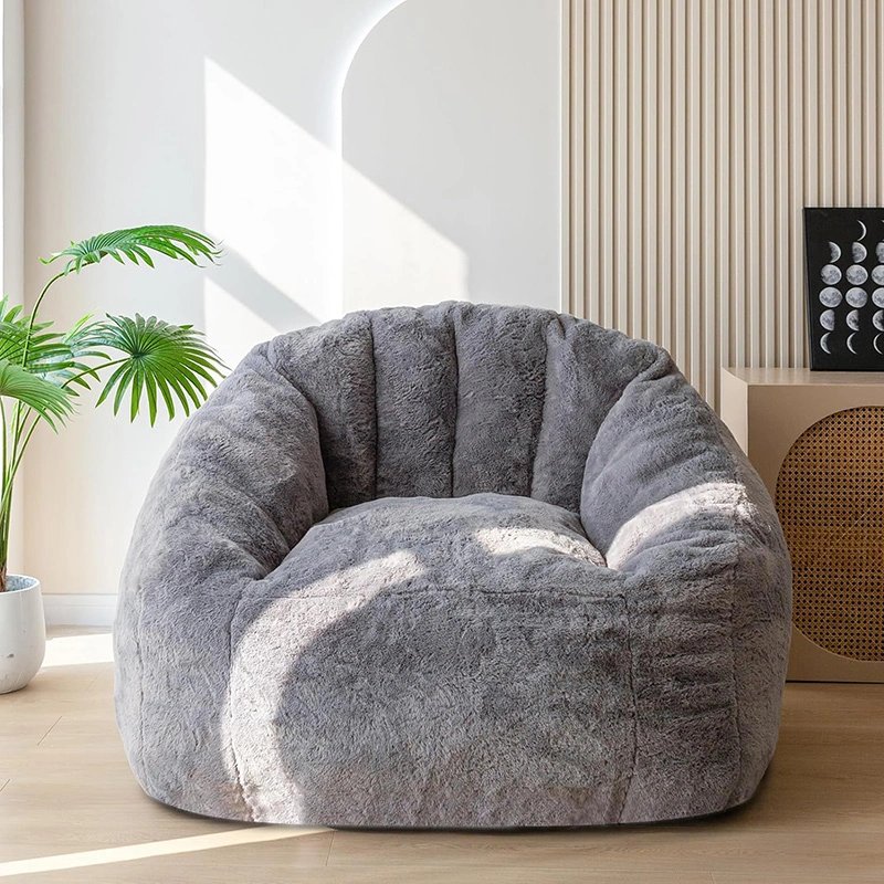 Seashell Shape Faux Fur Bean Bag Sofa: Compression Package
