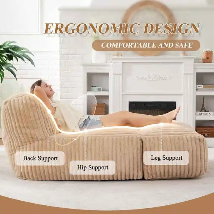 Cordury Bean Bag Sofa Chair with Ottoman