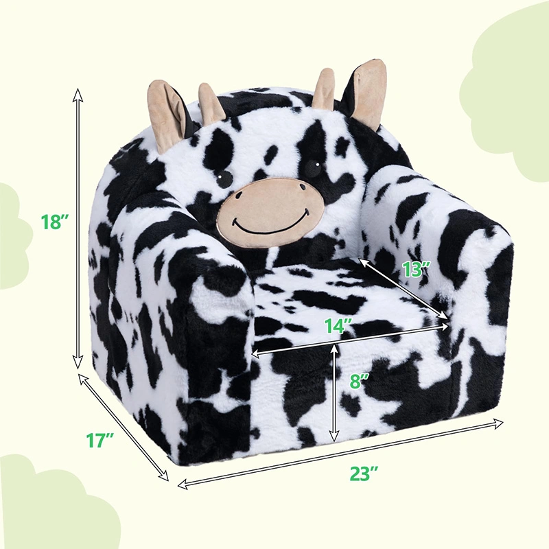 Canapé pour enfants en forme de vache avec emballage compressé