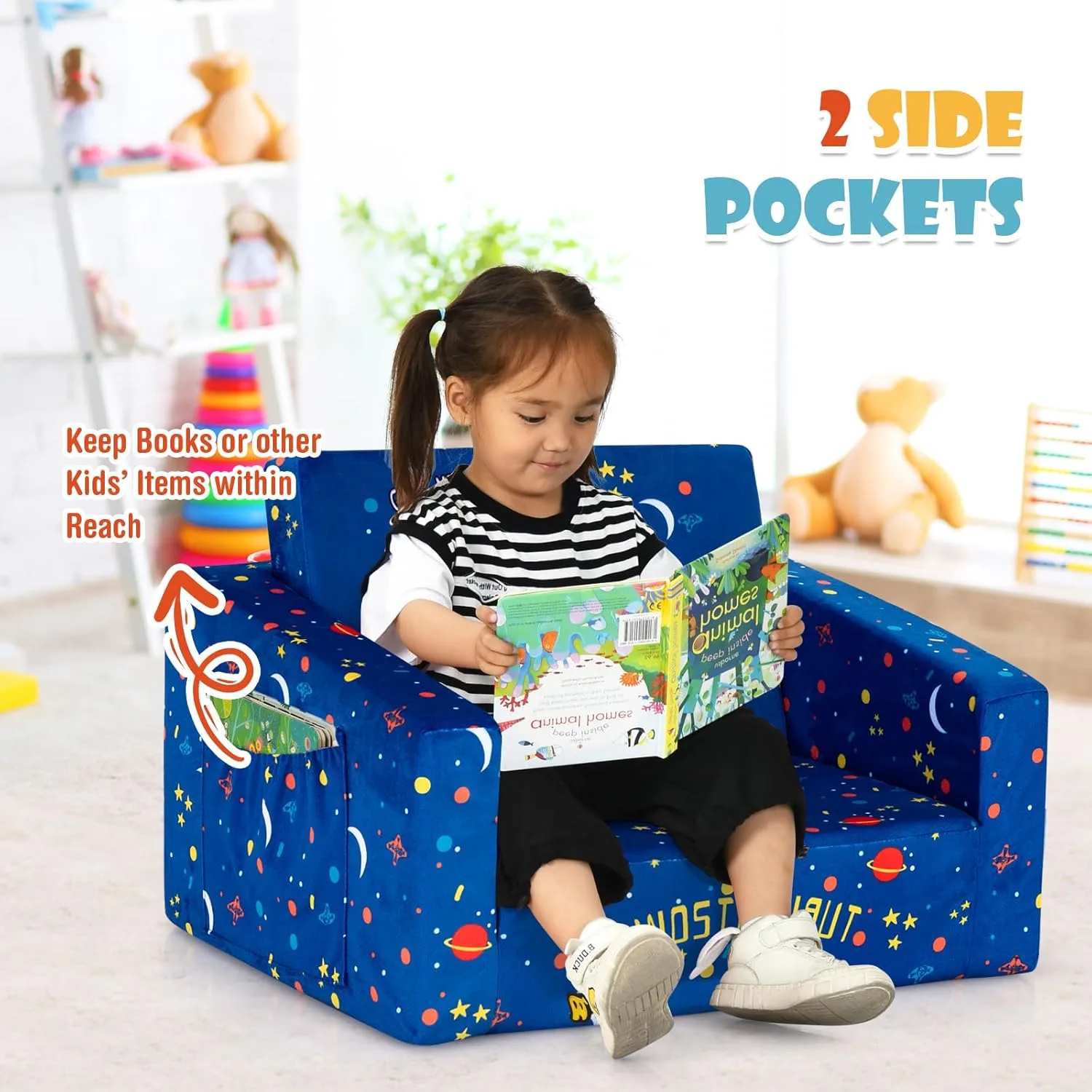 2 in 1 Convertible Foam Kids Sofa