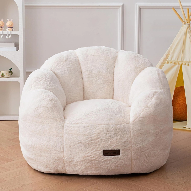 Floral Kids Bean Bag Sofa - Plush Faux Fur Toddler Couch