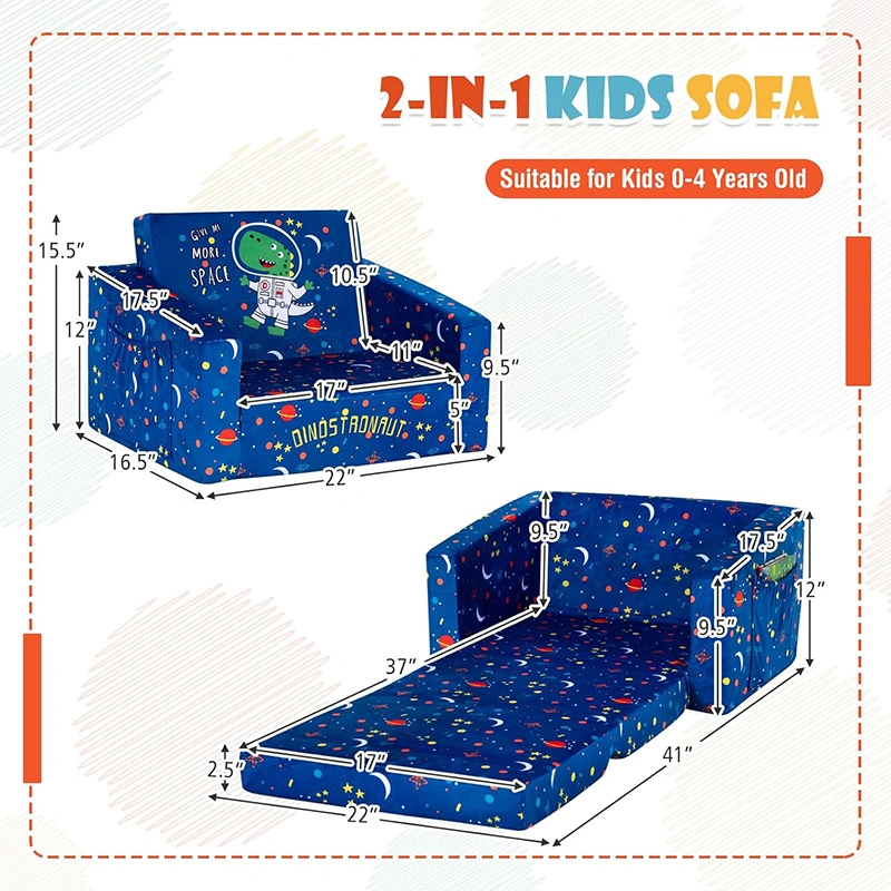 2 in 1 Convertible Foam Kids Sofa