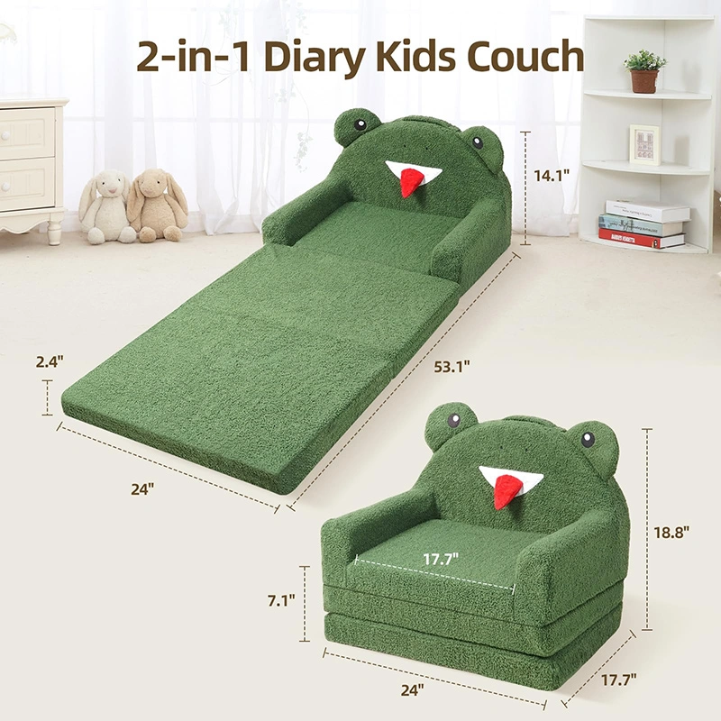 Frog-themed Kid Couch - Foldable Cozy Lounge