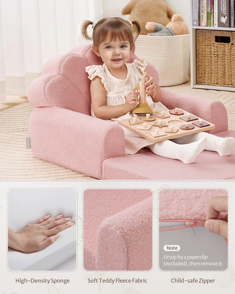 Seashell Shaped Folding Kids Couch Filp Open to Lounger