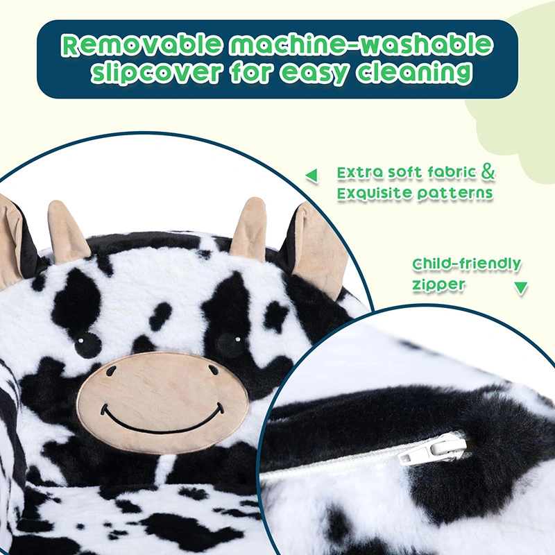 Canapé pour enfants en forme de vache avec emballage compressé