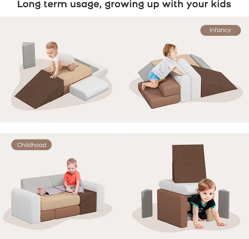 7-Piece Toddlers Foam Climbing Blocks and Modular Play Sofa