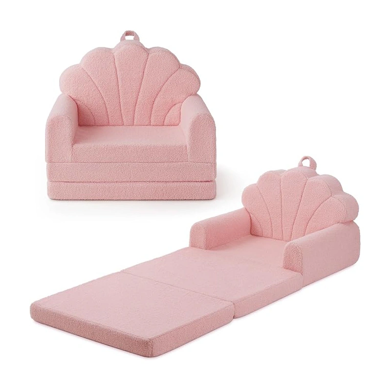 Seashell Shaped Folding Kids Couch Filp Open to Lounger