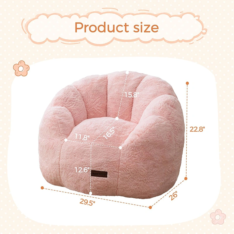 Floral Kids Bean Bag Sofa - Plush Faux Fur Toddler Couch