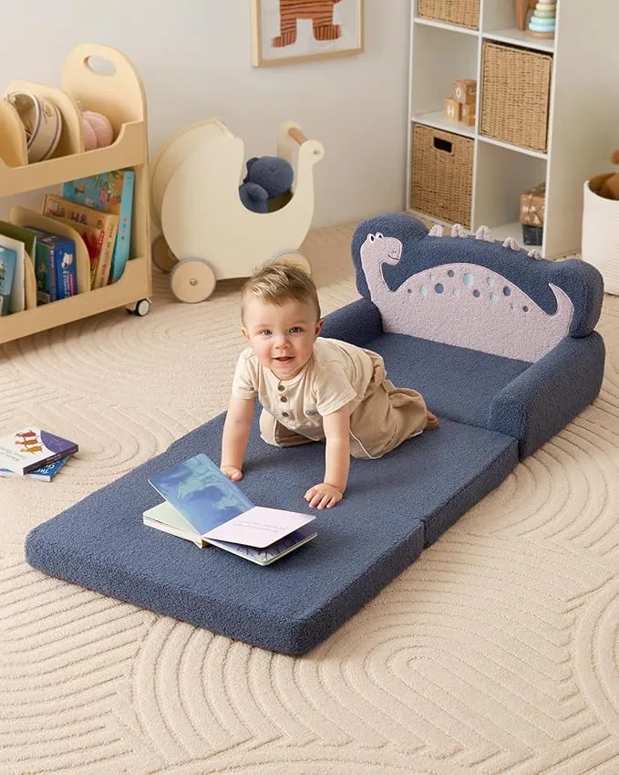 2-in-1 Dinosaur Foam Kids Couch - Flipout Lounge Pad