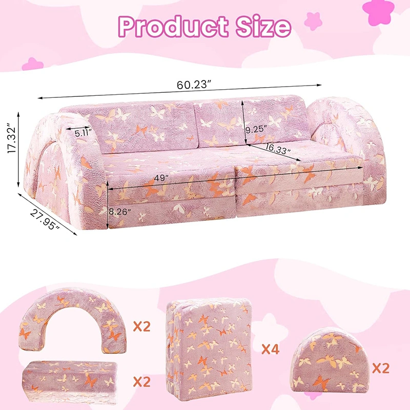 Canapé de jeu modulaire 10 pièces avec housses phosphorescentes