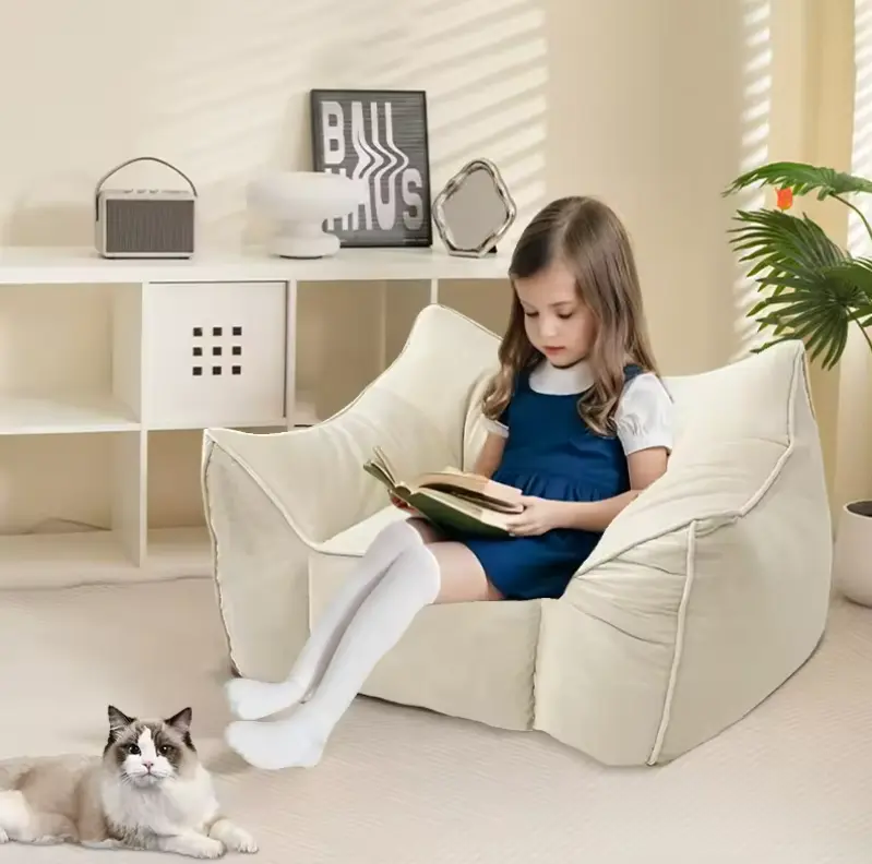 Kids Leather and Velvet Bean Bag Chair