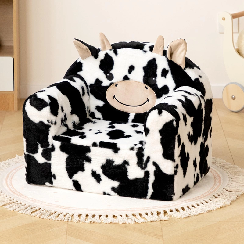 Cartoon Cow Shape Kids Sofa Baby Couch With Compressed Package