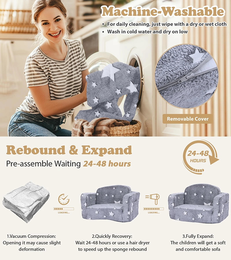 Foldable Kids Sofa Bed Glows in the Dark