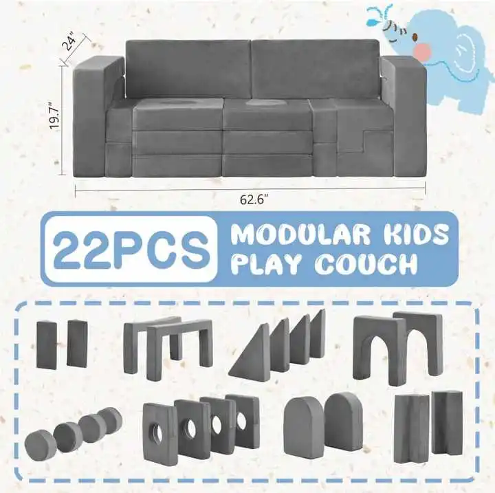 22pcs Kids Foam Modular Sofa & Combination Blocks