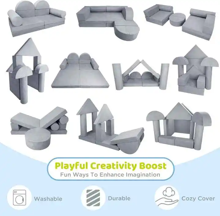 10pcs Extra-large Kids Modular Couch & DIY Play Blocks