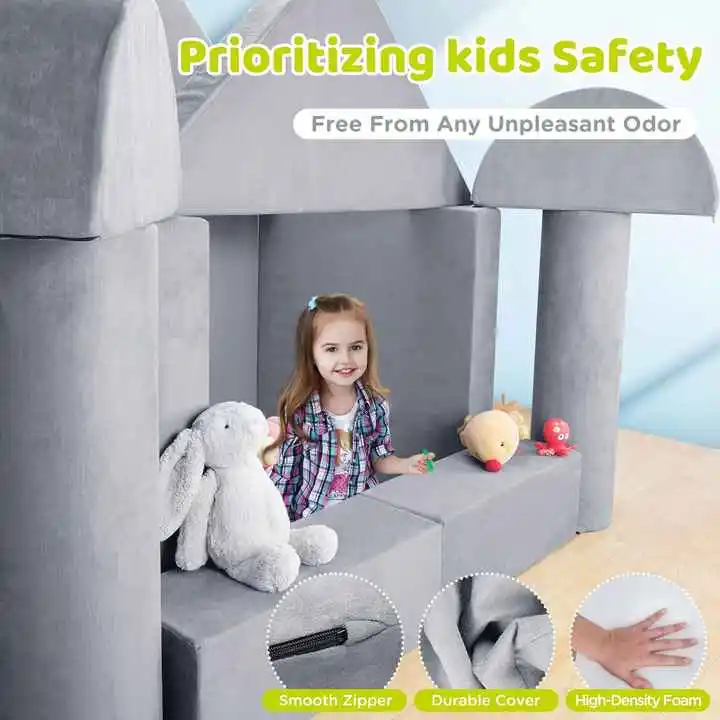 10pcs Extra-large Kids Modular Couch & DIY Play Blocks