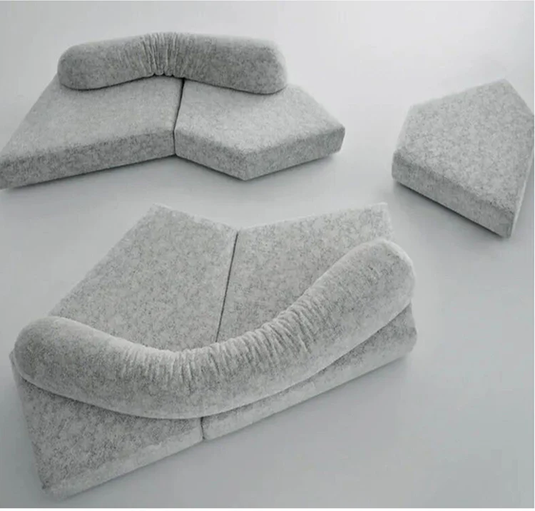 Geometric Rock-inspired Full Foam Sectional Compressed Sofa