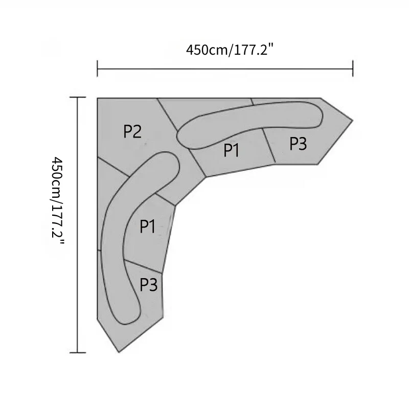 Geometric Rock-inspired Full Foam Sectional Compressed Sofa
