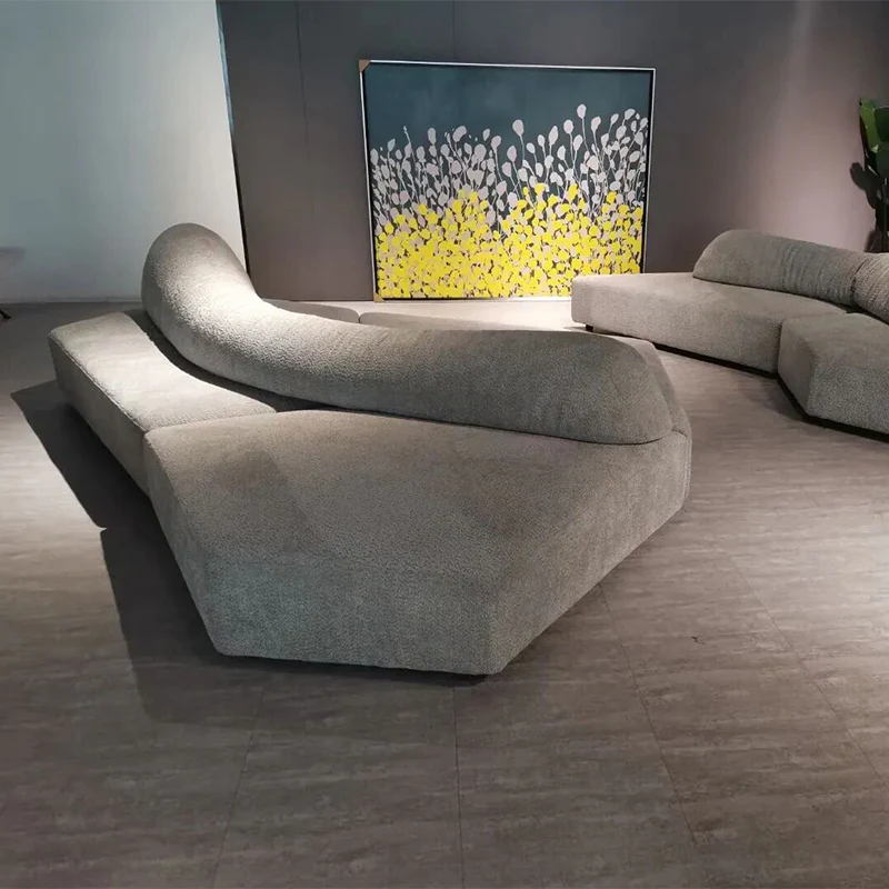 Geometric Rock-inspired Full Foam Sectional Compressed Sofa