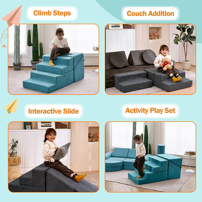 4pcs Safe Soft Foam Climbing Blocks with Slide Stairs
