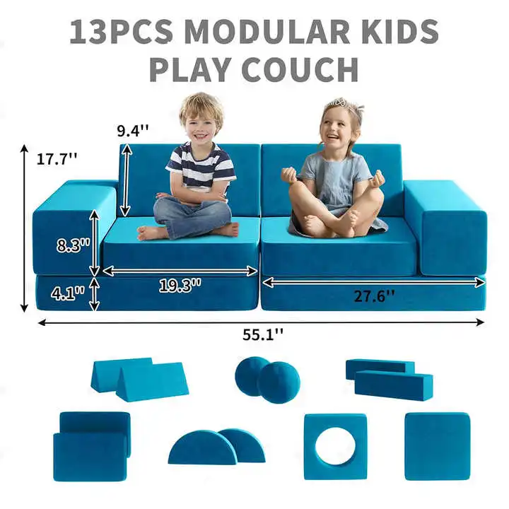 12PCS Toddler Modular Compressiable Couch for Playroom