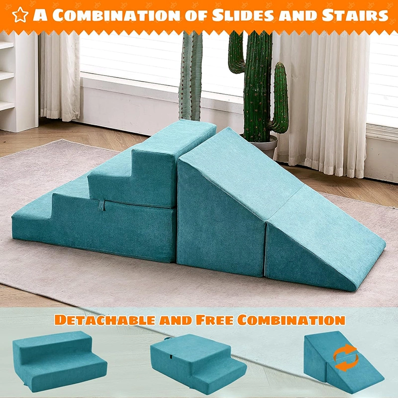 4pcs Safe Soft Foam Climbing Blocks with Slide Stairs