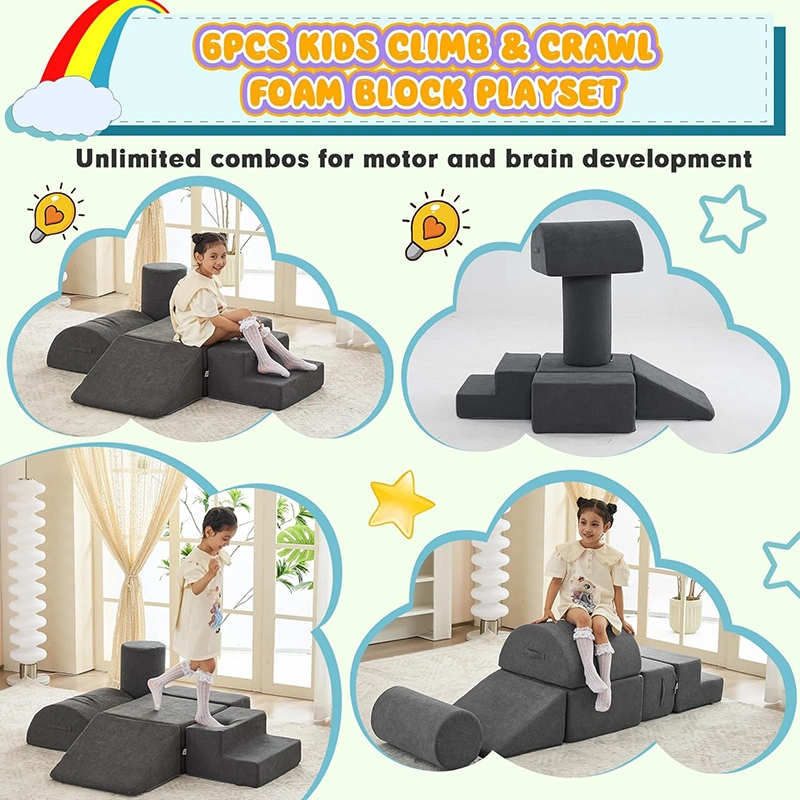 6Pcs Foam Climbing Blocks - Toddler Soft Play Equipment