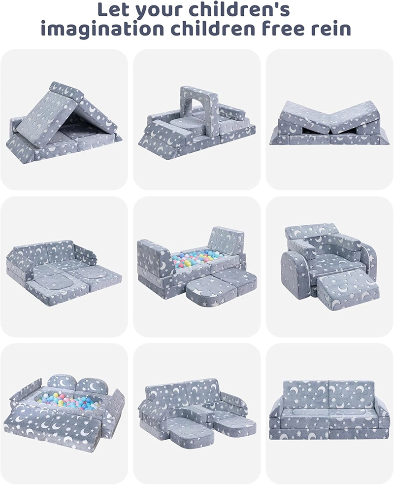 11pcs Kids Versatile Modular Couch with Green Glow