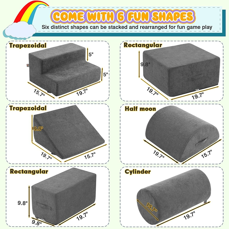 6Pcs Foam Climbing Blocks - Toddler Soft Play Equipment